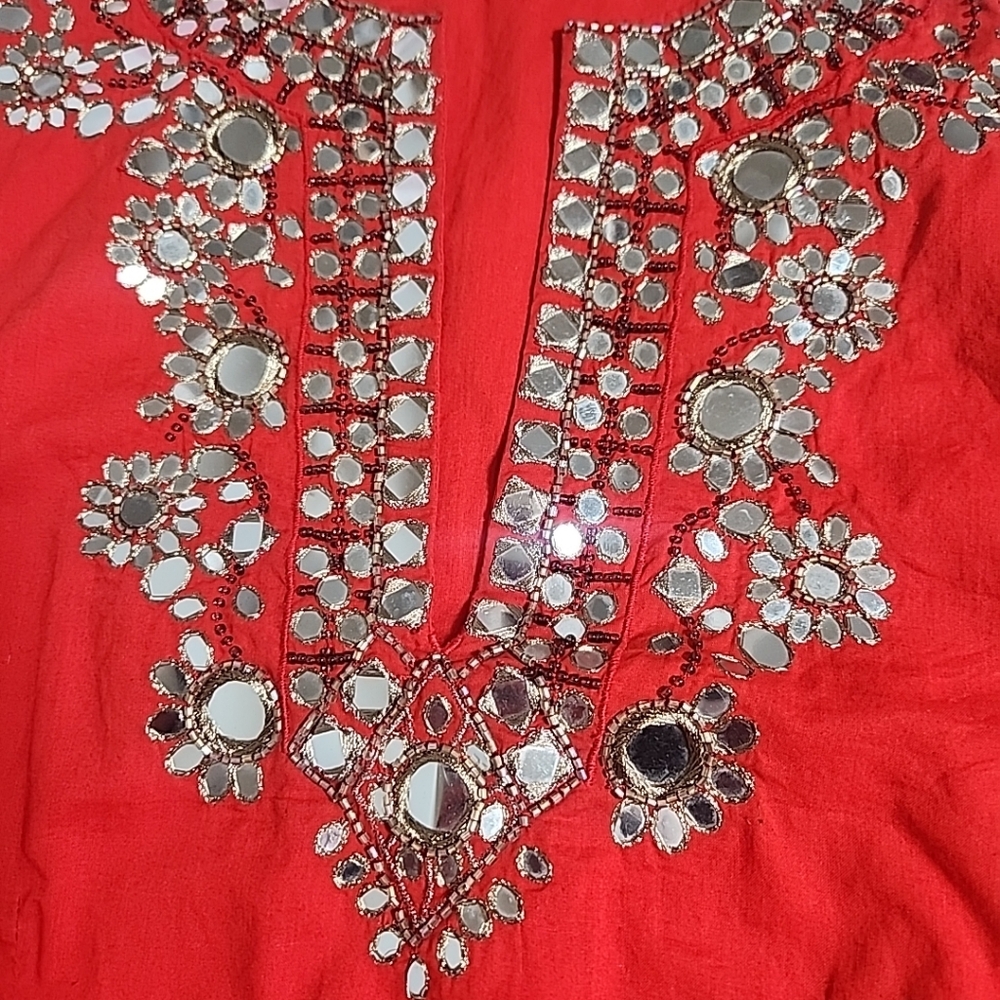 Alice + Olivia Red Mirror Detail Dress Women’s S Boho Chic - Picture 8 of 12